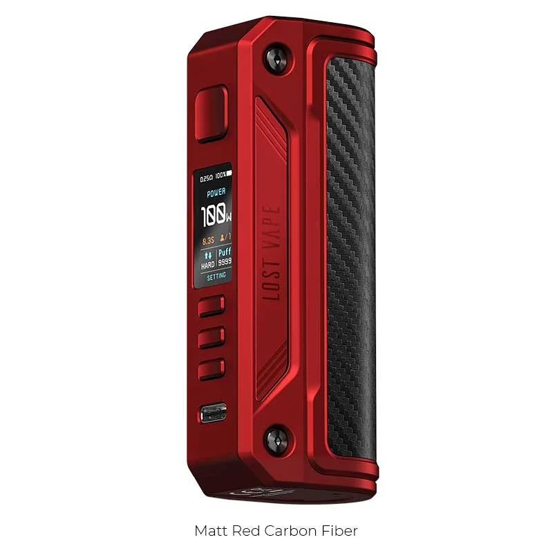 Box Thelema Solo 100W Lost Vape – Mod compact, écran TFT, 100W, compatible accu 18650/20700/21700, port USB-C - red - rouge |revolt vape
