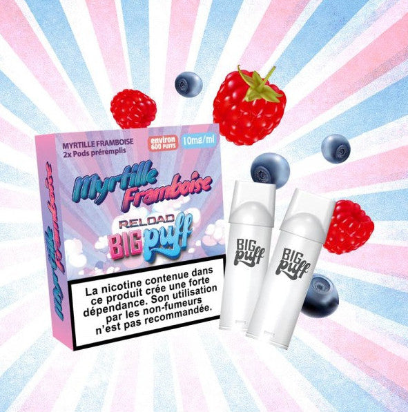 cartouche myrtille framboise bigg puff reload