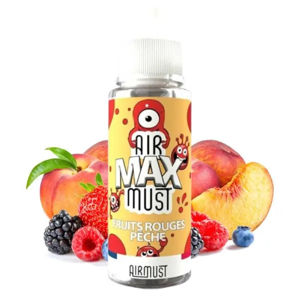 e-liquide Fruits Rouges Pêche Airmust Max 100 ml, saveur fruitée