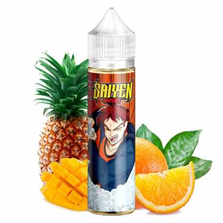 Flacon du e-liquide Le Dragon 50ml – arômes mangue, ananas, orange, format 75 ml, design coloré et tropical