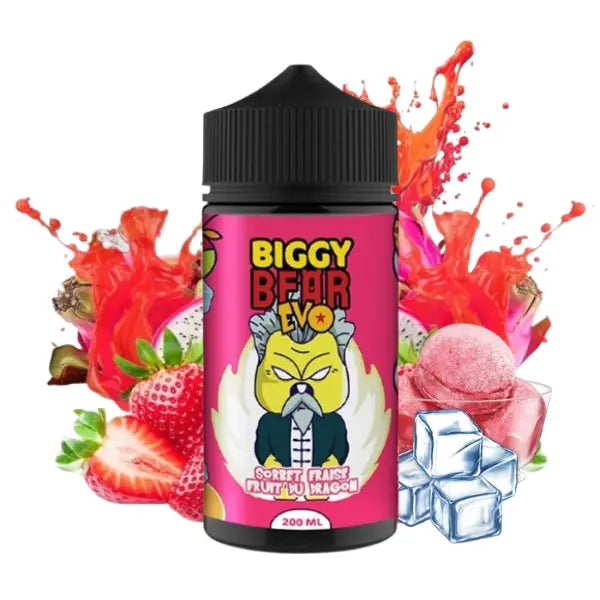 e-liquide Sorbet Fraise Fruit du Dragon EVO 200ml – saveurs fraise, fruit du dragon, effet frais – gamme Biggy Bear