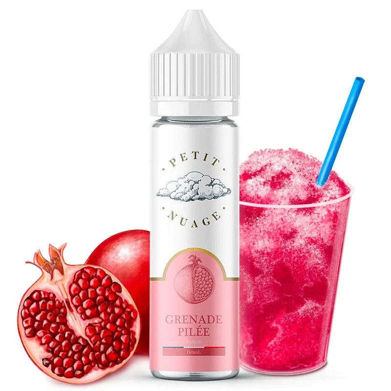 Flacon e-liquide Grenade Pilée 60ml Petit Nuage, saveur grenade sucrée et fraîcheur granité