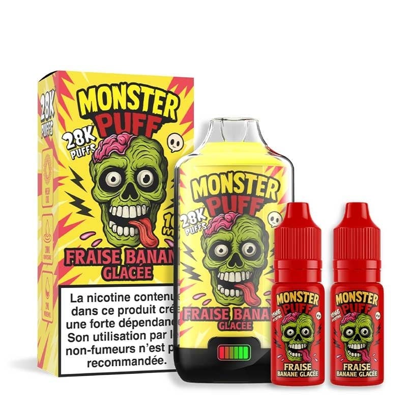 puff rechargeable - Monster Puff 28K - 10mg - fraise banane glacée