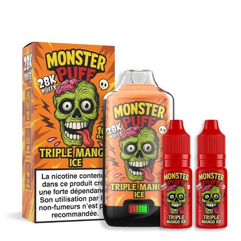 puff rechargeable - Monster Puff 28K - 10mg - triple mango