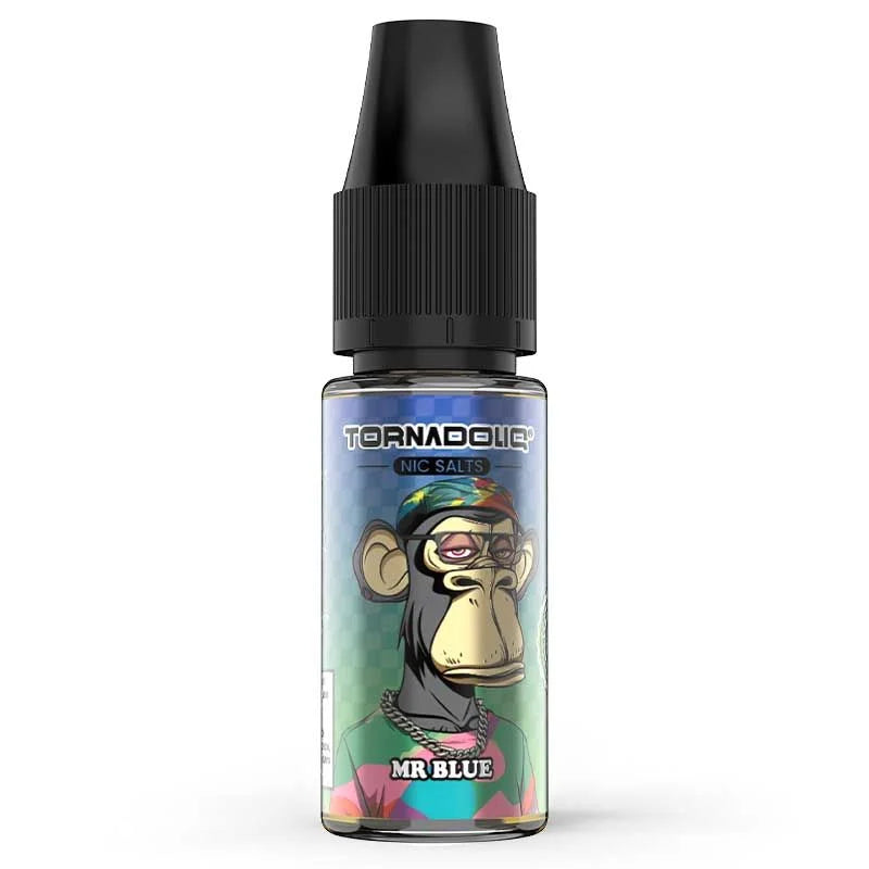 Flacon de e-liquide Mr Blue Tornadoliq 10ml aux sels de nicotine, saveur fruits des bois et fraîcheur, ratio PG/VG 50/50