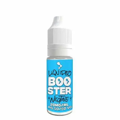 Booster de nicotine Liquideo 10ml 20mg/ml, idéal pour ajuster la nicotine des e-liquides grands formats et DIY. Ratio PG/VG 50/50. Revolt Vape