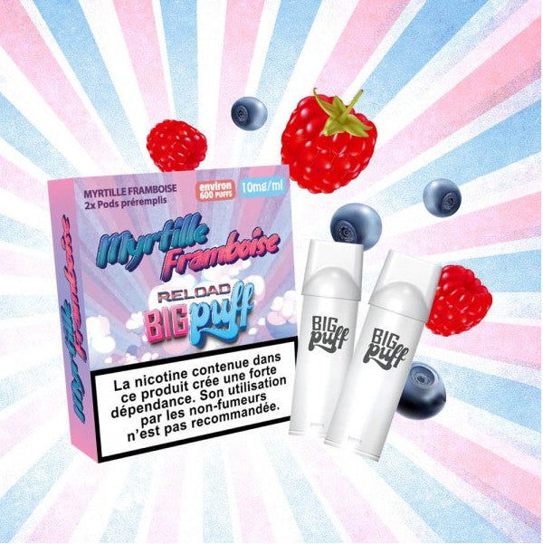 cartouche myrtille framboise bigg puff reload