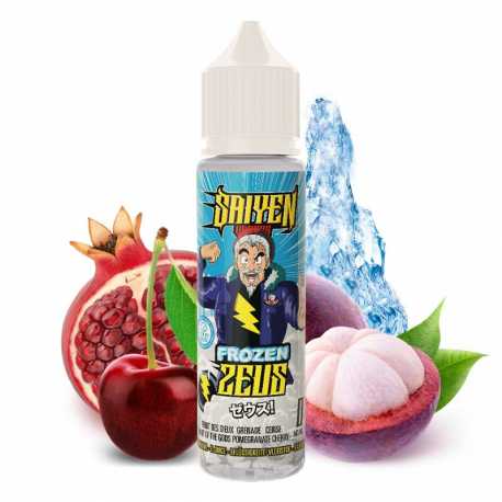 Flacon de e-liquide Frozen Zeus 50ml par Swoke – saveur mangoustan, cerise, grenade, et effet frais – gamme Saiyen Vapors
