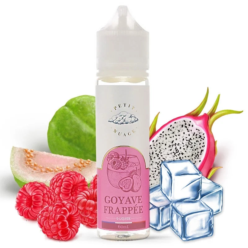 Flacon e-liquide Goyave Frappée 60ml Petit Nuage, saveur goyave, pitaya, framboise et glace pilée