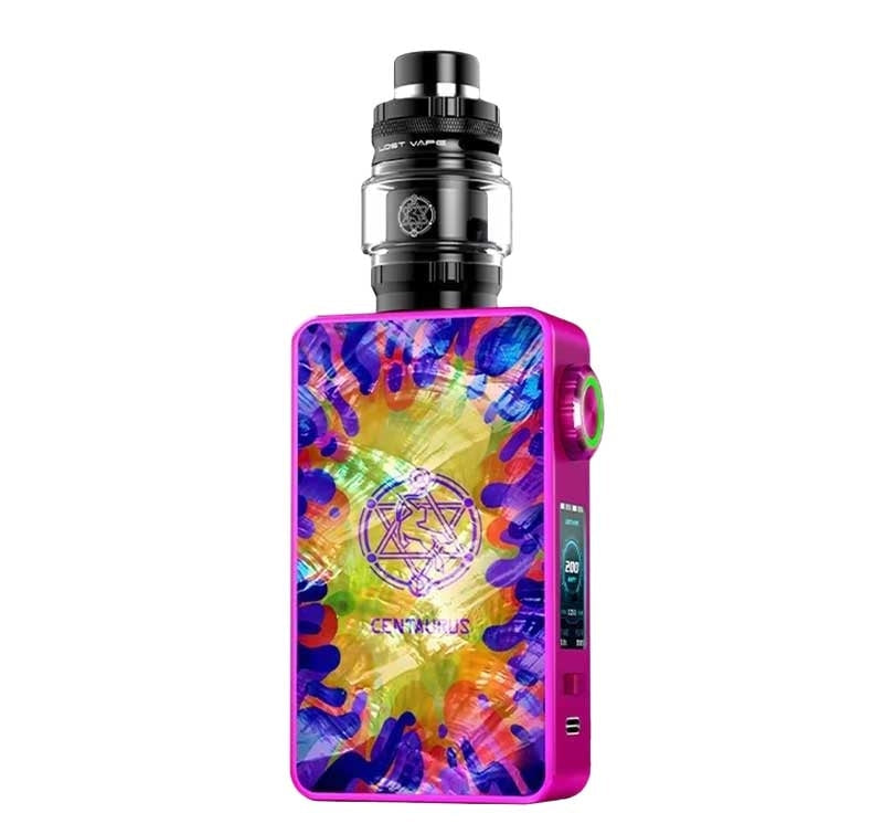 Kit Centaurus M200 Lost Vape, box 200W avec écran couleur 0,96", clearomiseur Subohm 5 ml, top airflow et résistances UB Max pour une vape puissante.Revolt Vape