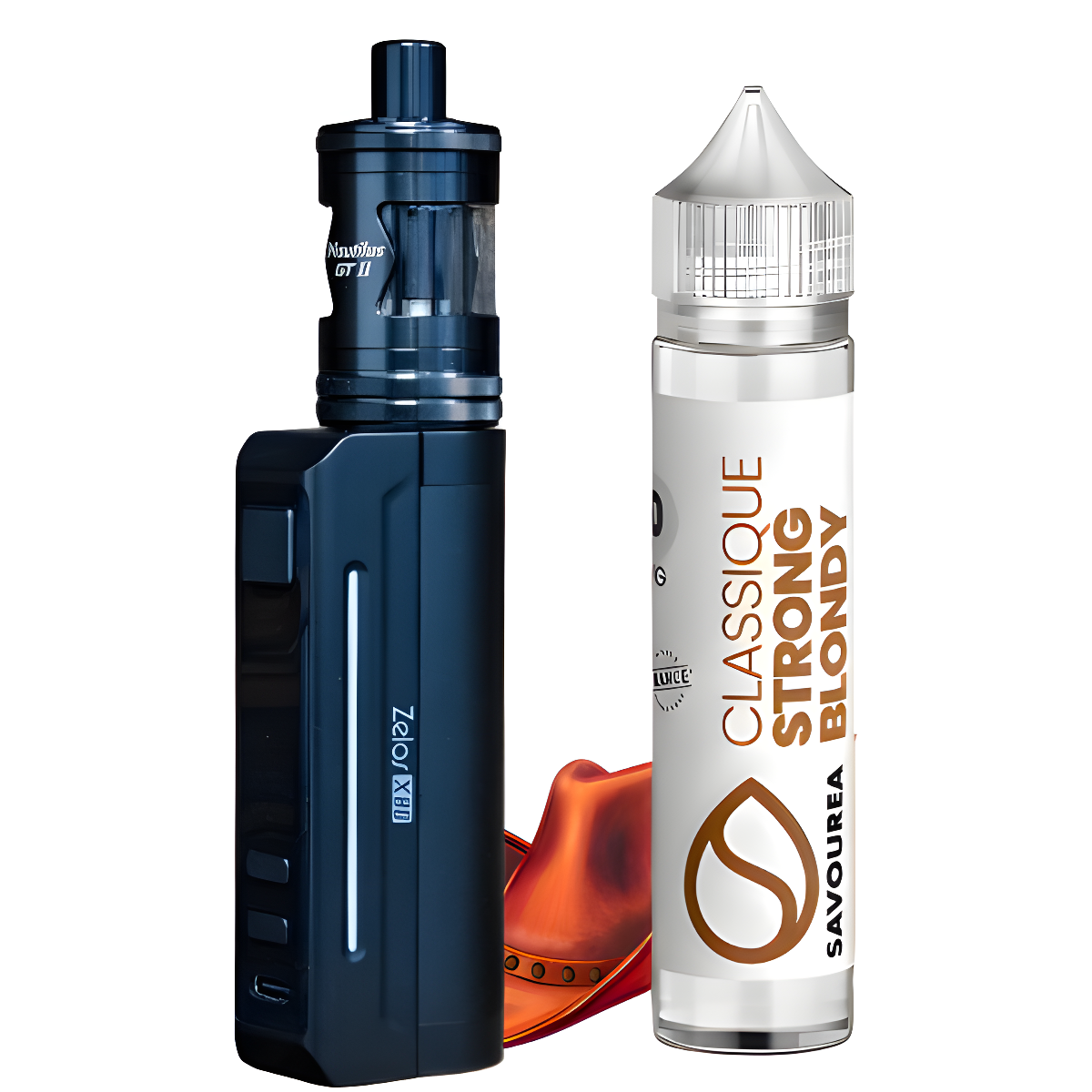 Kit Zelos X80 Aspire full black + E-liquide Strong Body de Savourea Offert