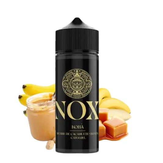 Flacon e-liquide Kobà 50ml Nox – saveurs banane, caramel, beurre de cacahuètes – Secret’s Lab Revolt Vape