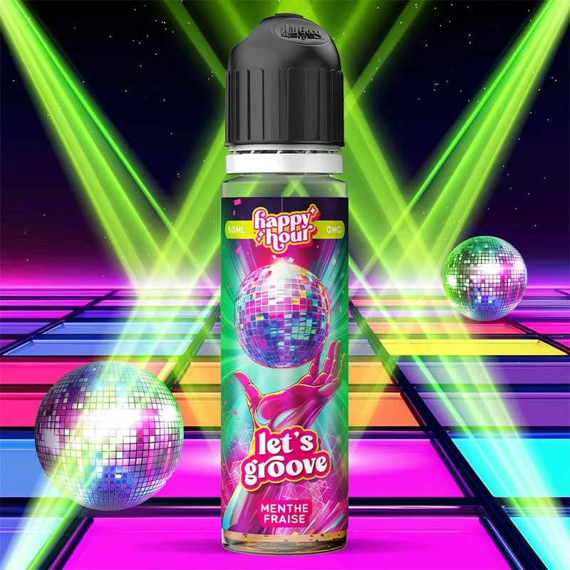 E-liquide Let’s Groove Happy Hour 70ml : fraise, menthe et fraîcheur percutante.