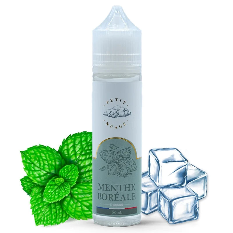Flacon e-liquide Menthe Boréale 60ml Petit Nuage, saveur menthe polaire fraîche et intense