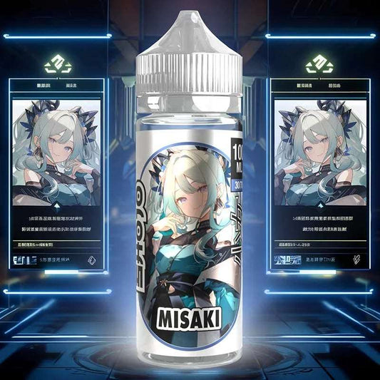 Misaki Shojo : e-liquide 120ml aux saveurs myrtille, cassis et fraîcheur. Fabriqué en France, PG/VG 30/70, boosté en arômes. Expérience intense garantie.