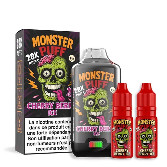 puff rechargeable - Monster Puff 28K - 10mg - cherry berry ice