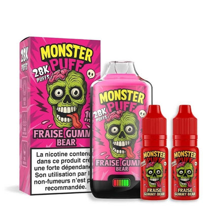 puff rechargeable - Monster Puff 28K - 10mg - fraise gumm bear