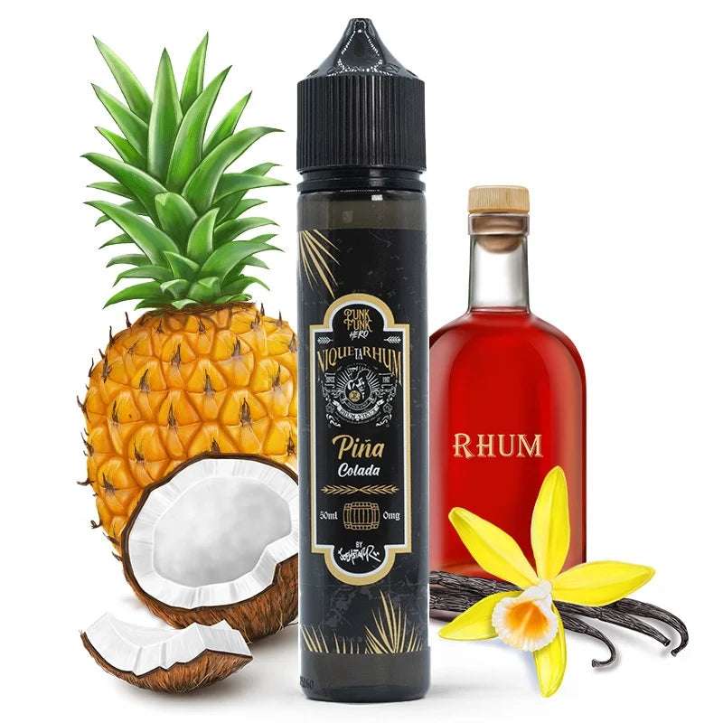 Flacon d’e-liquide Pina Colada 60ml de Punk Funk Hero avec saveurs rhum, ananas et lait de coco